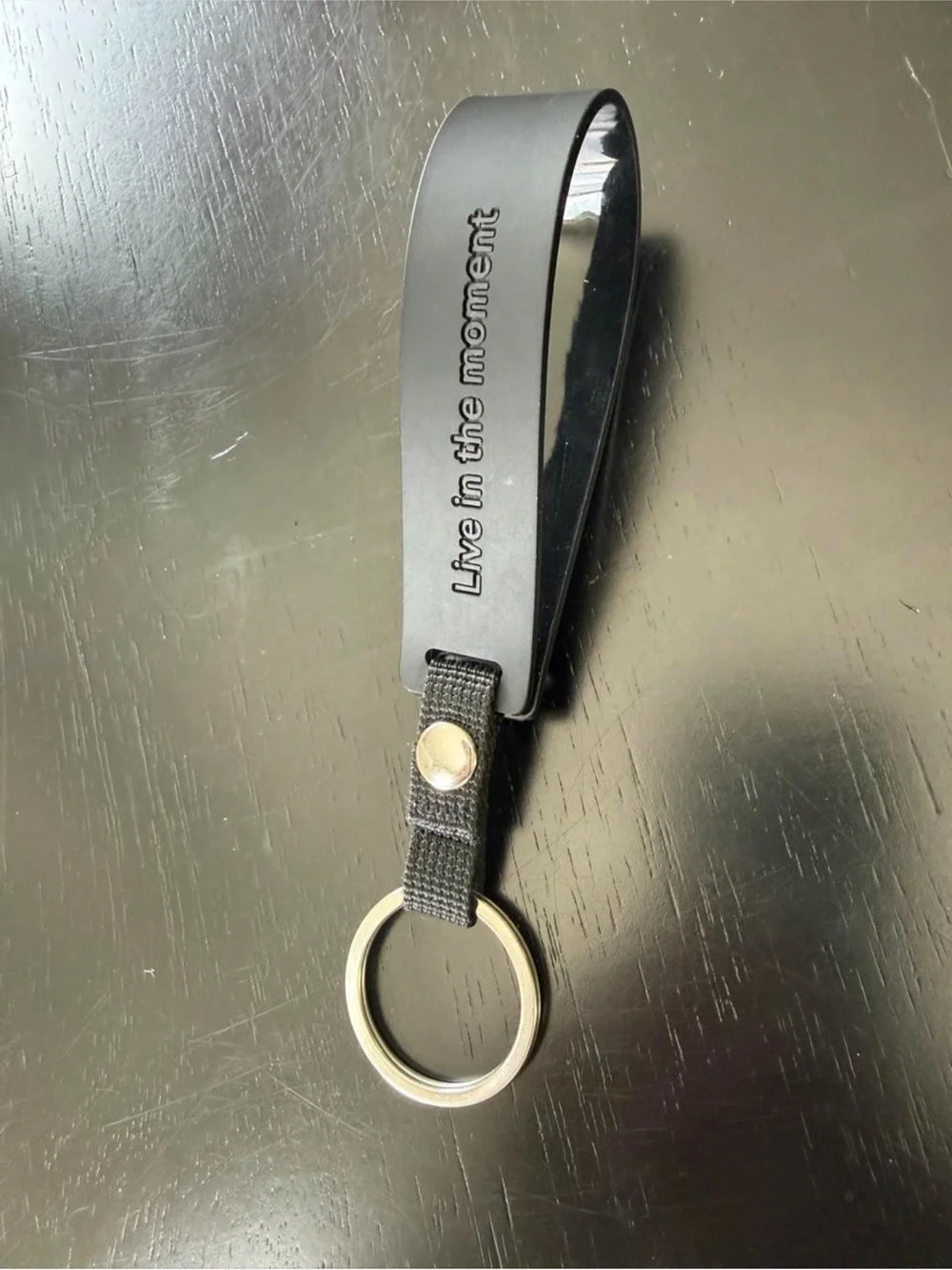 lululemon athletica Black Silicone Loop Keyring with Silver Ring